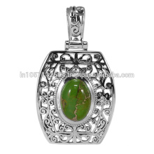 Piedra preciosa de cobre amarillo verde de la turquesa y colgante de la plata esterlina 925 Joyería diseñada cosecha